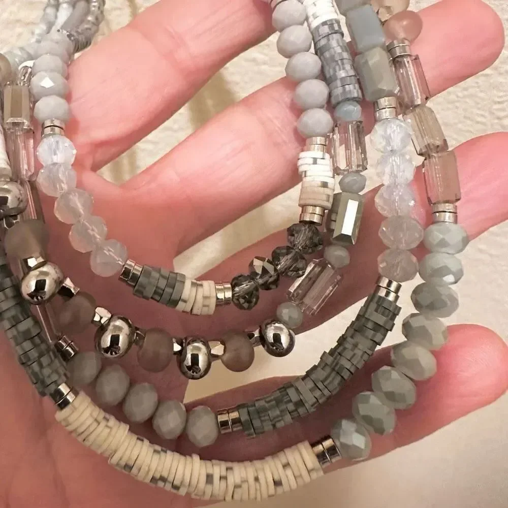 Blue  gray and white multi strand necklace